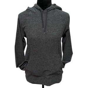 Outdoor Voices Dark Gray Henley Pullover Athletic Stretch Hoodie.